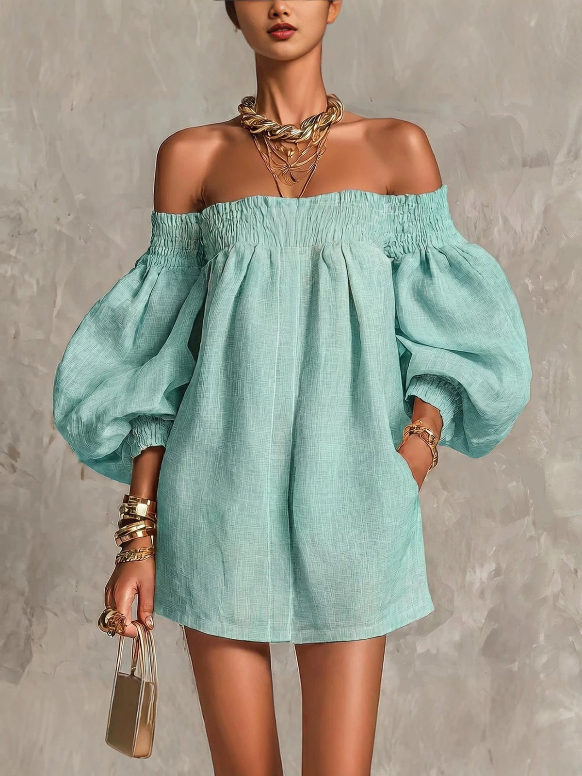 Rosaline | Off-Shoulder Puff-Sleeve Dress