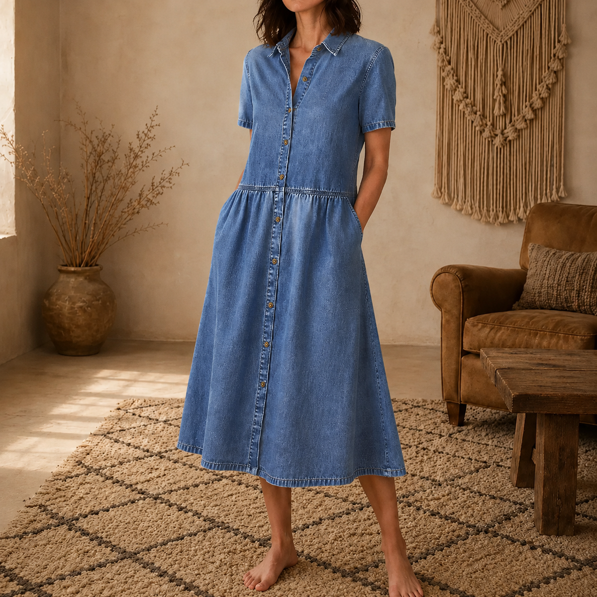 Everly | Button-Front Midi Dress