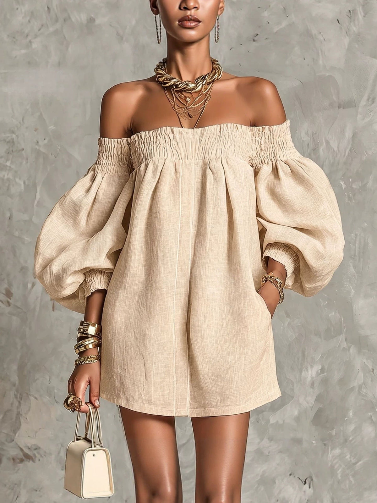 Rosaline | Off-Shoulder Puff-Sleeve Dress