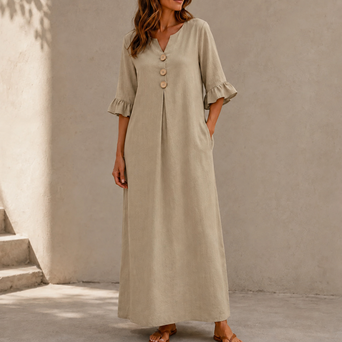 Marellia | Linen-Look Maxi Dress