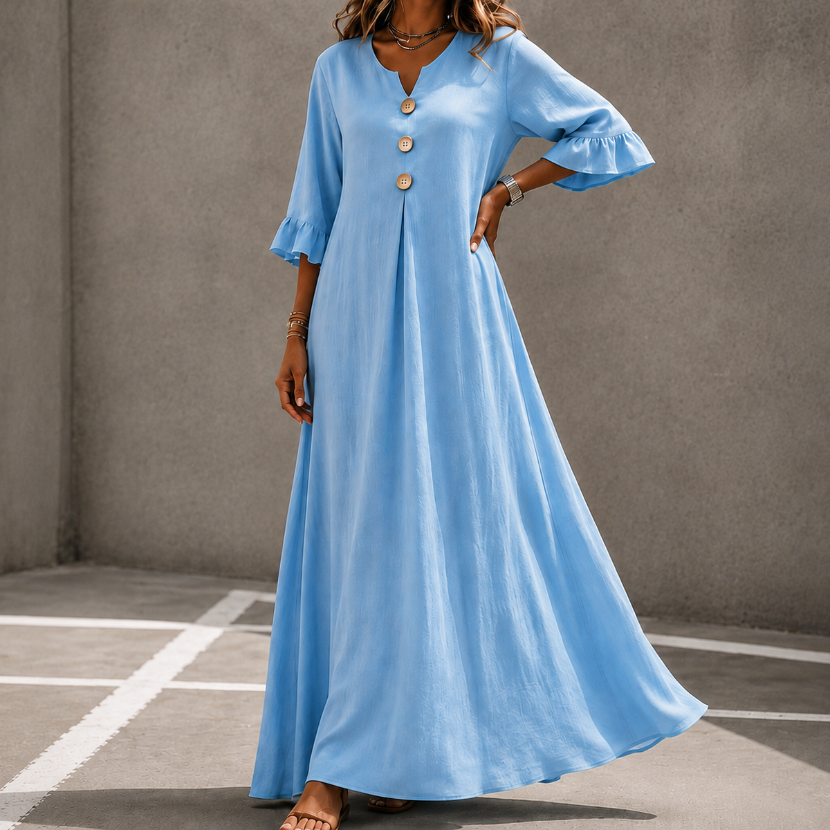 Marellia | Linen-Look Maxi Dress