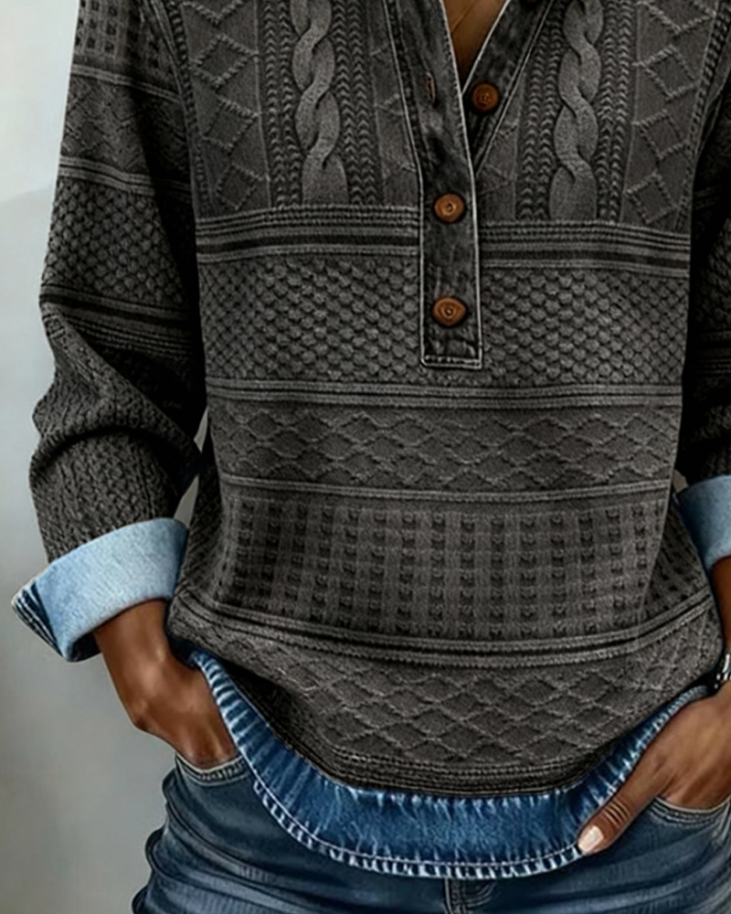 Dolores | Collared Half-Button Sweatshirt