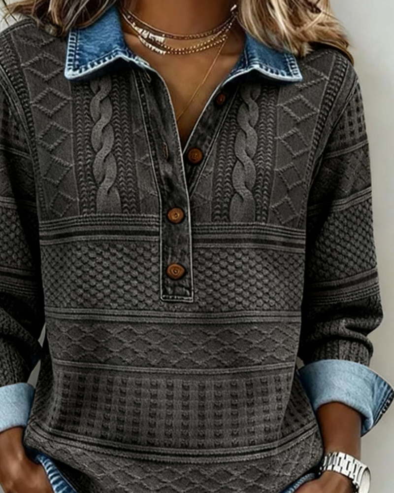 Dolores | Collared Half-Button Sweatshirt