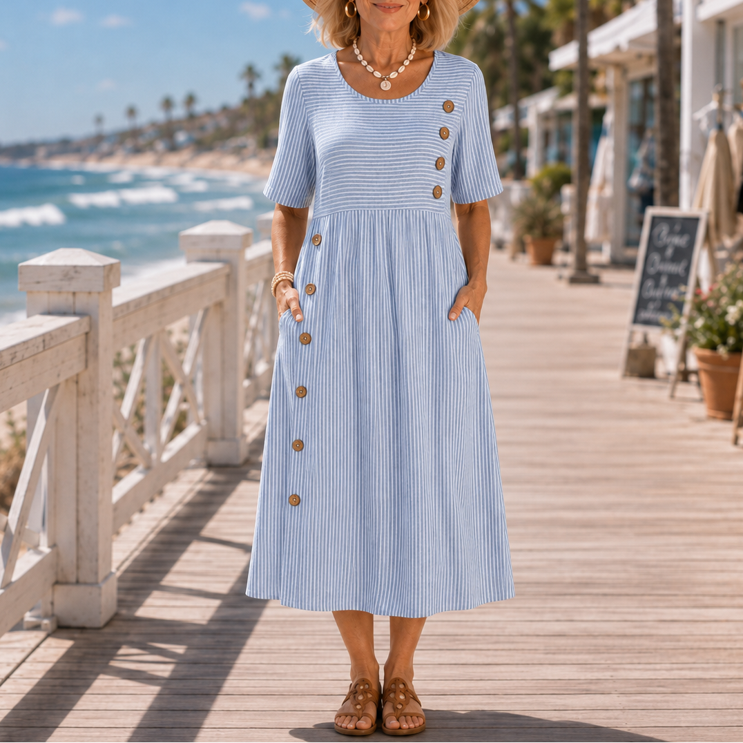 Marina | Striped Pocket Midi Dress