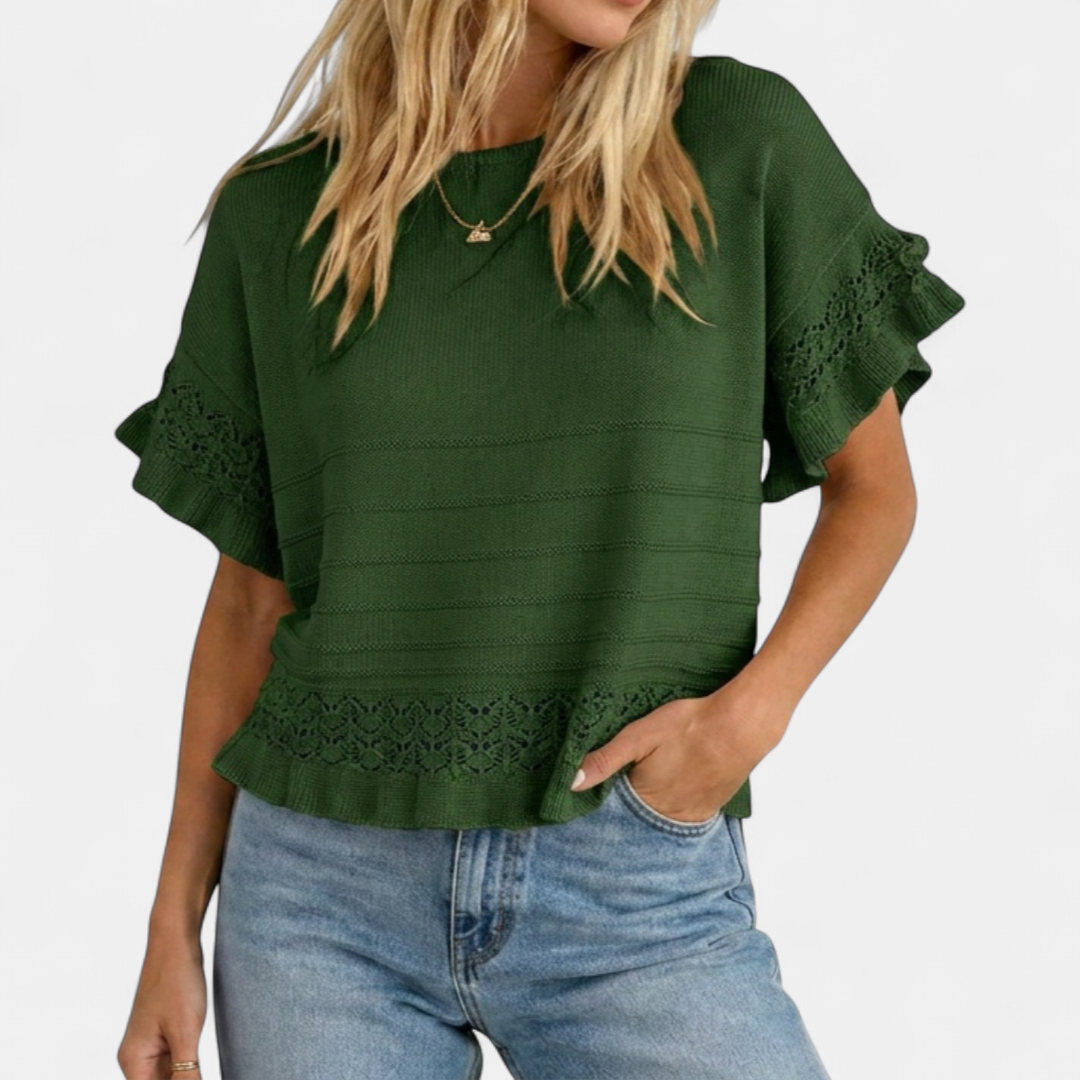 Nella | Ruffled-Hem Knit Top