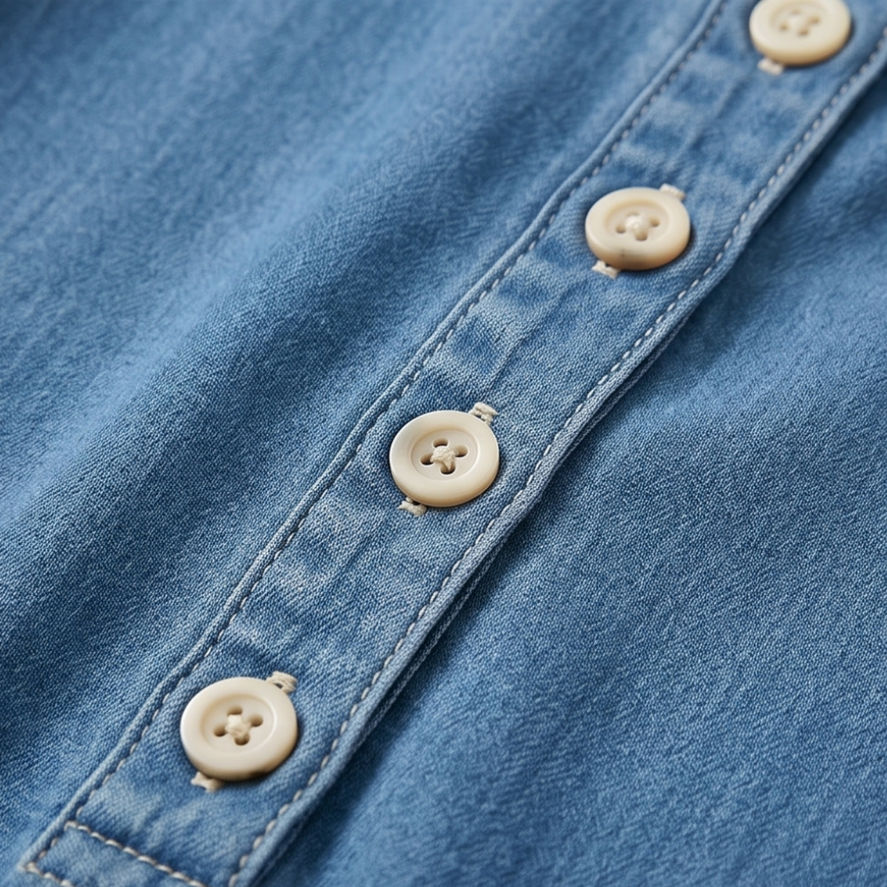 Mavira | Ruffle-Hem Denim Dress