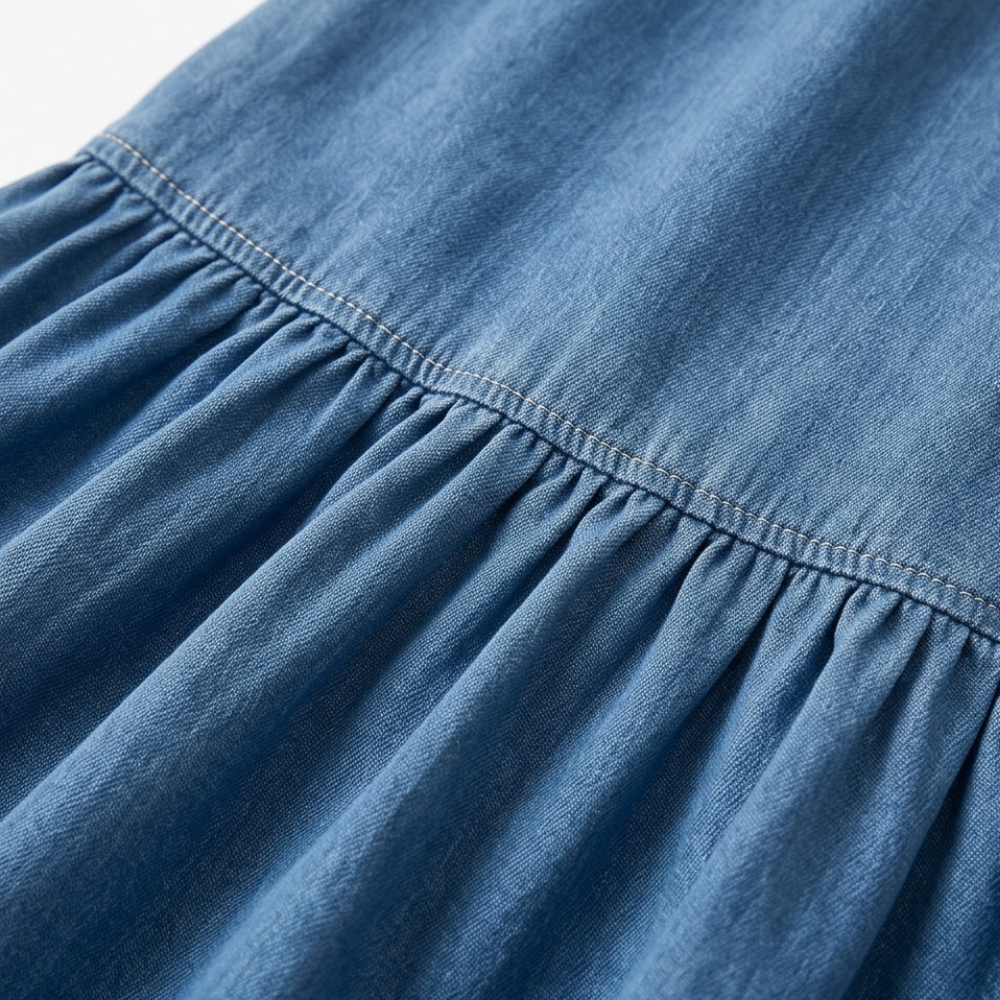 Mavira | Ruffle-Hem Denim Dress