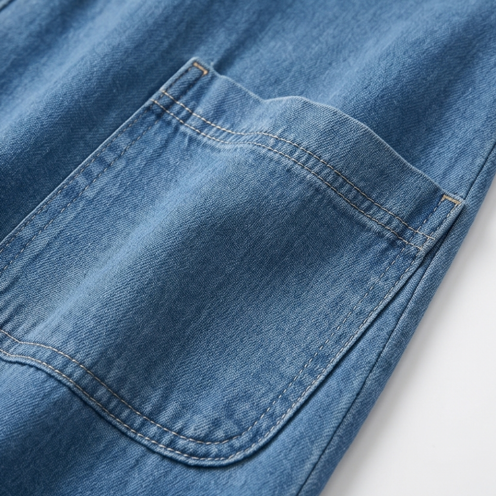 Mavira | Ruffle-Hem Denim Dress