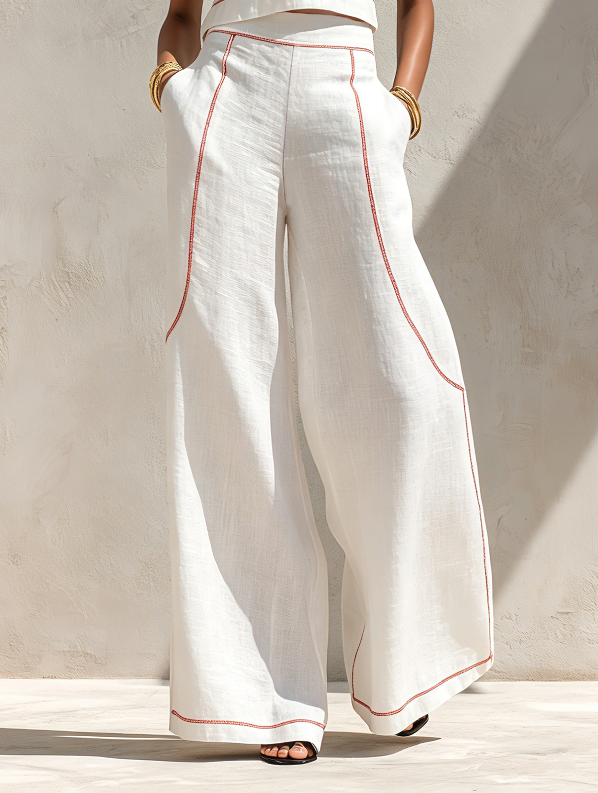 Stella | Contrast-Stitch Pants Set
