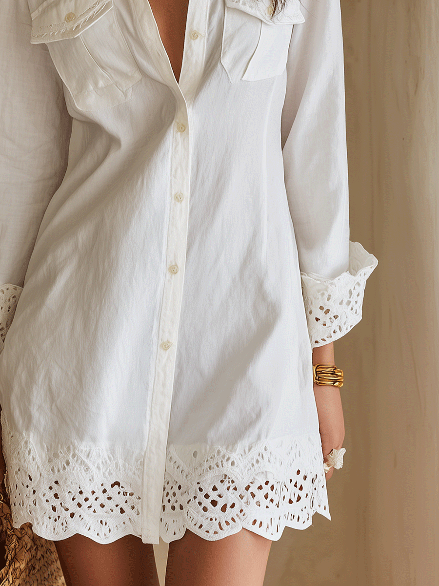 Bridget | Eyelet Hem Shirt Dress