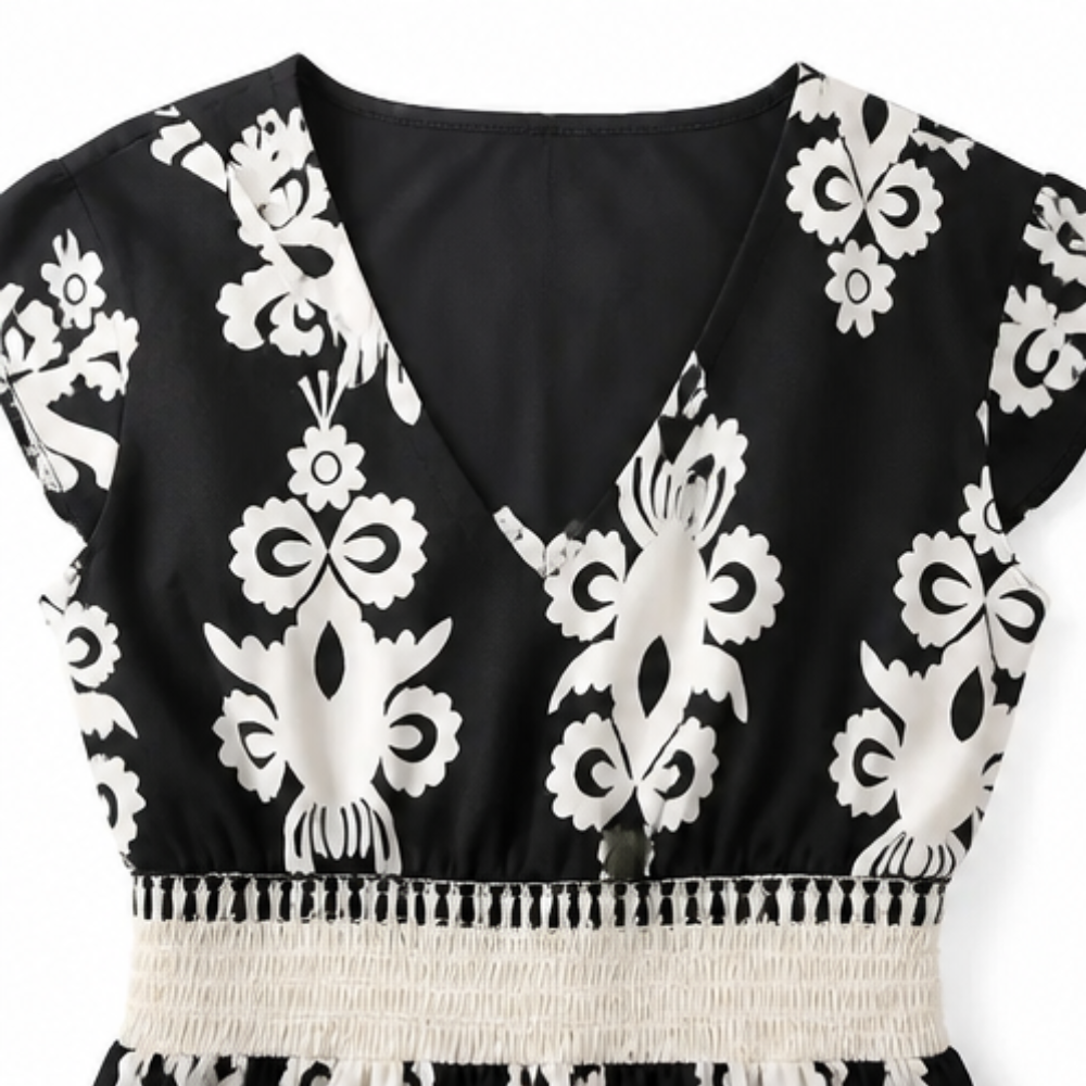 Odette | Damask Print Midi Dress