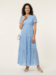 Brielle™ - V Neck Short Sleeve Tiered Midi Dress