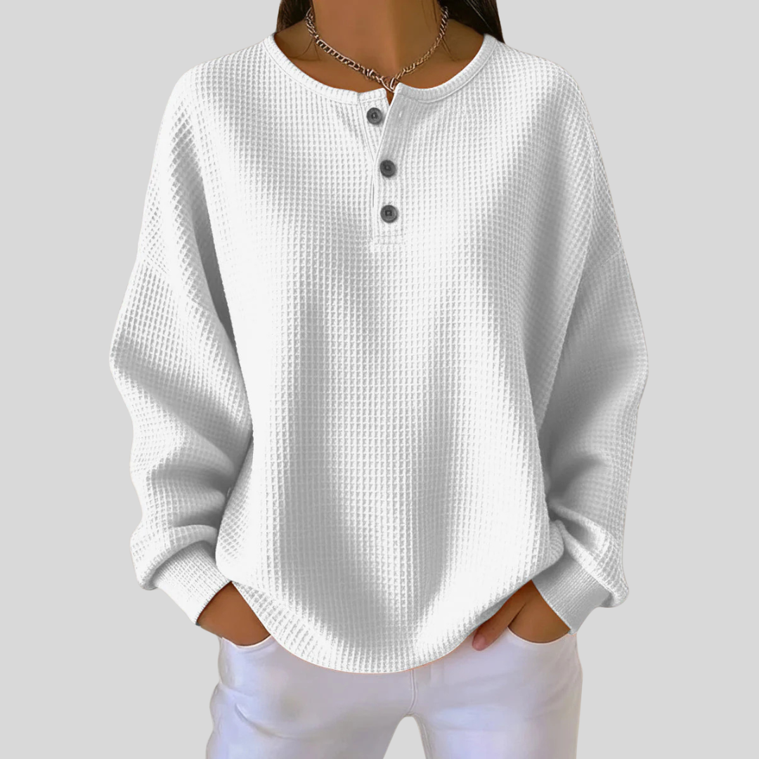 Romy | Waffle-Knit Henley Top