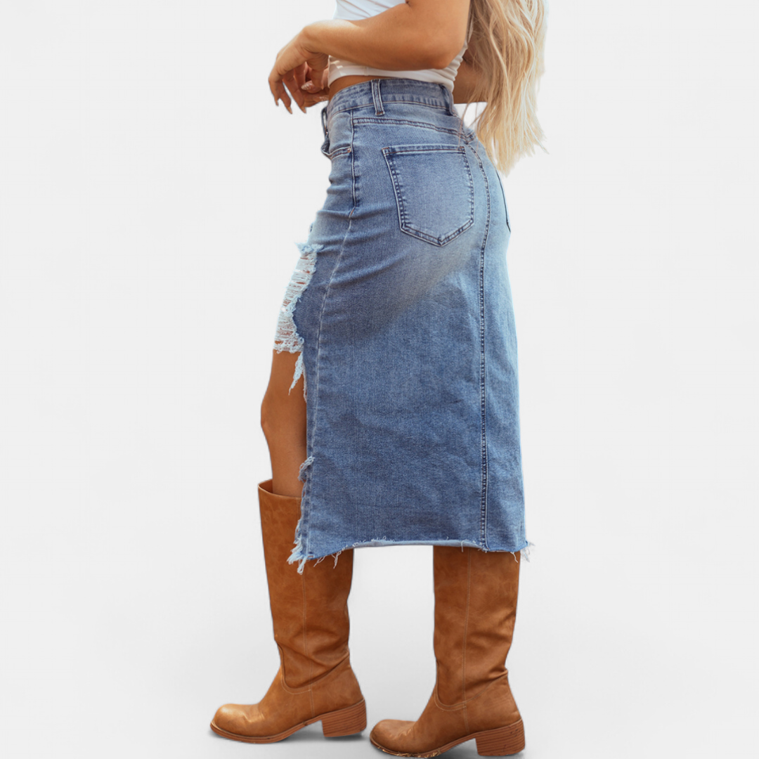 Blake | High-Waist Denim Maxi Skirt
