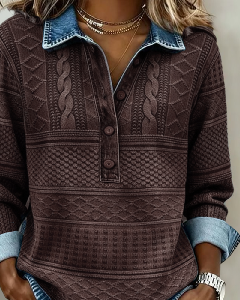 Dolores | Collared Half-Button Sweatshirt