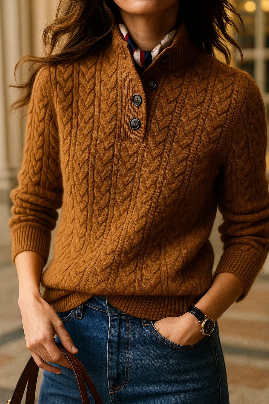 Arden | Cable-Knit Button-Up Sweater