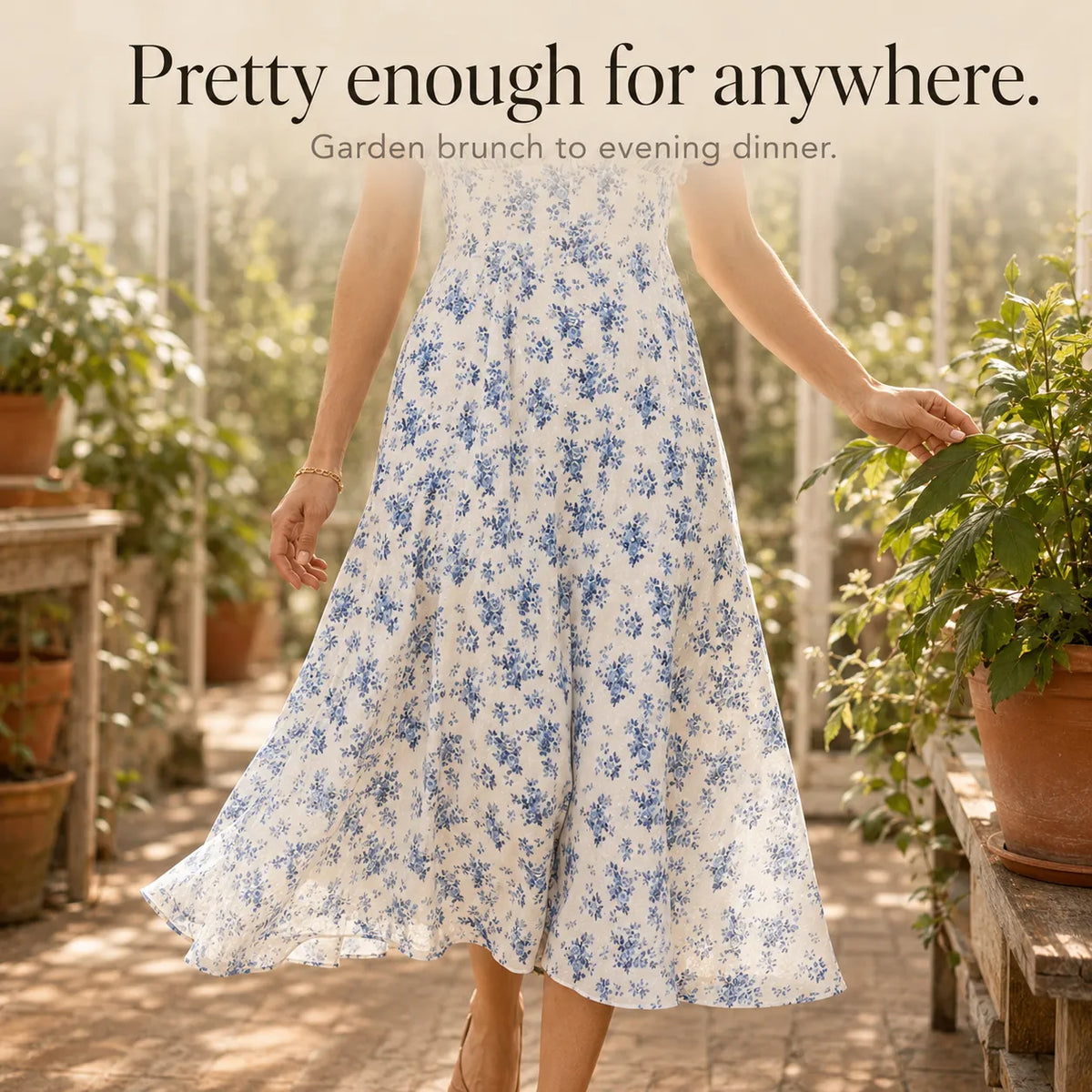 Maevra | Tie-Front Floral Midi Dress