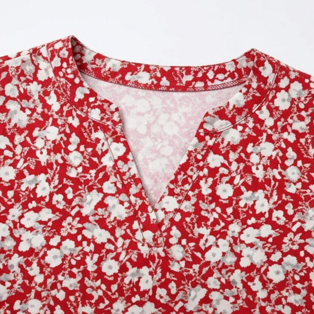 Veluna | V-Neck Floral Dress
