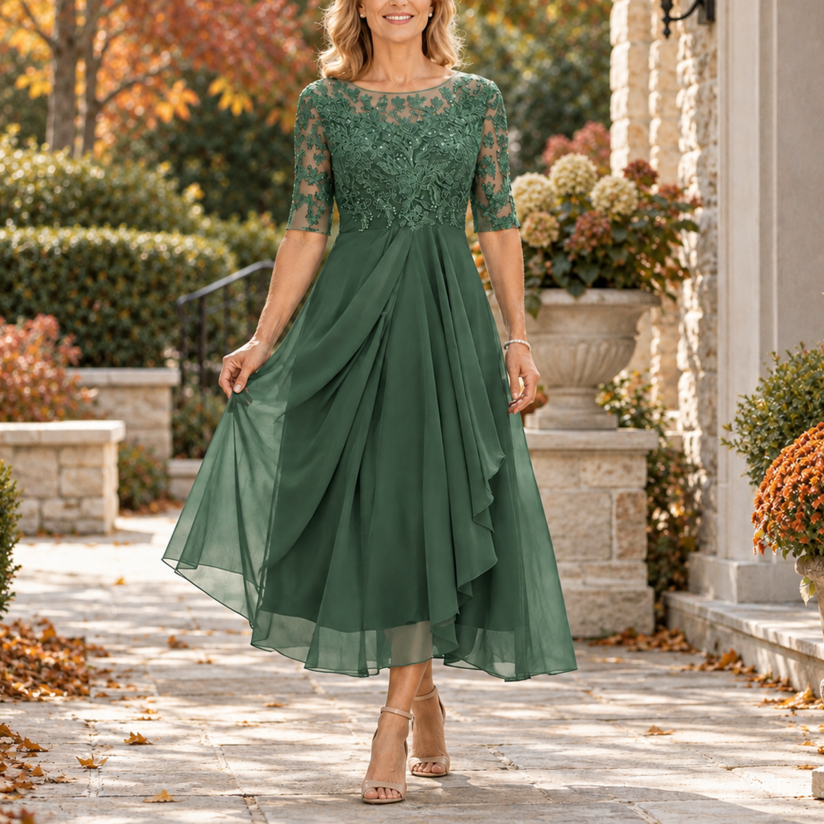 Avi | Lace Bodice Midi Dress