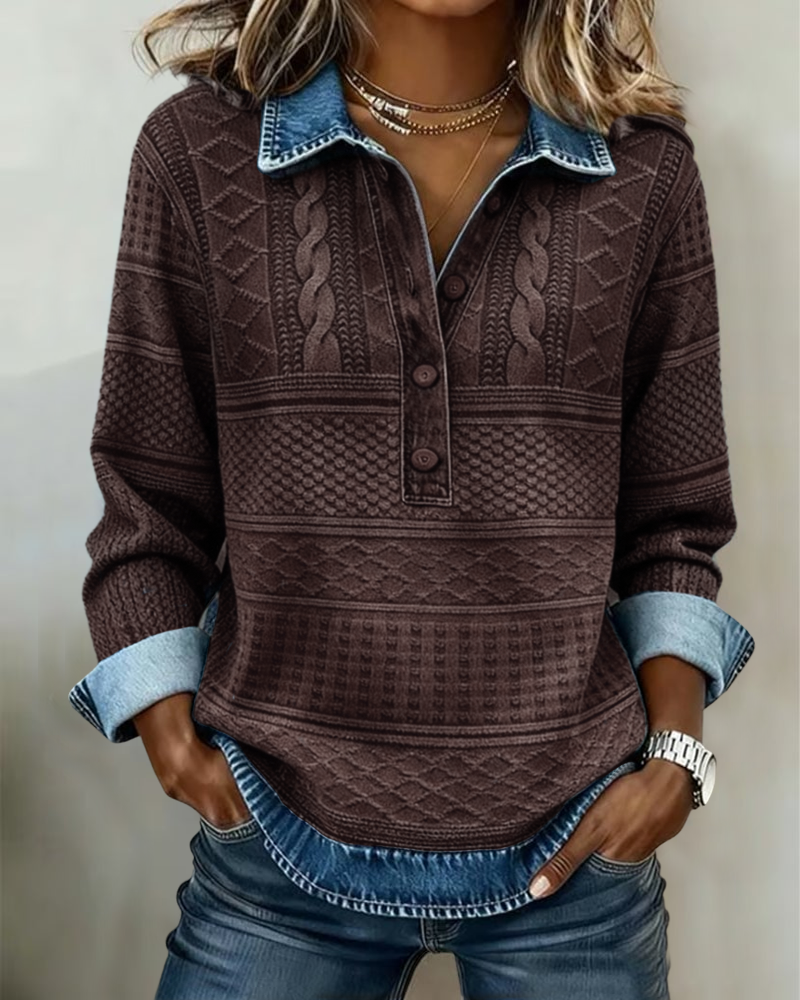 Dolores | Collared Half-Button Sweatshirt