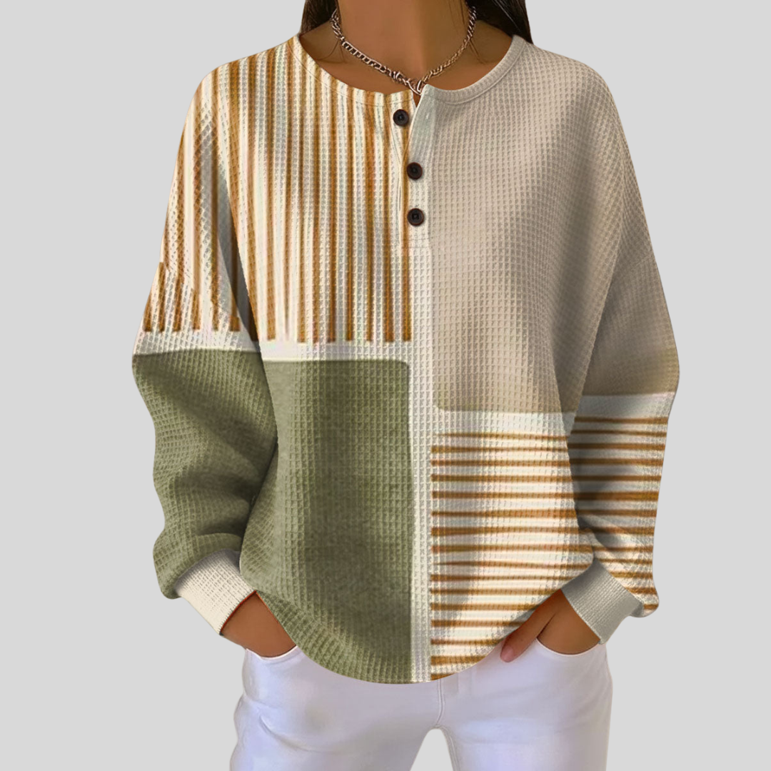 Dorothy | Color-Block Waffle Henley