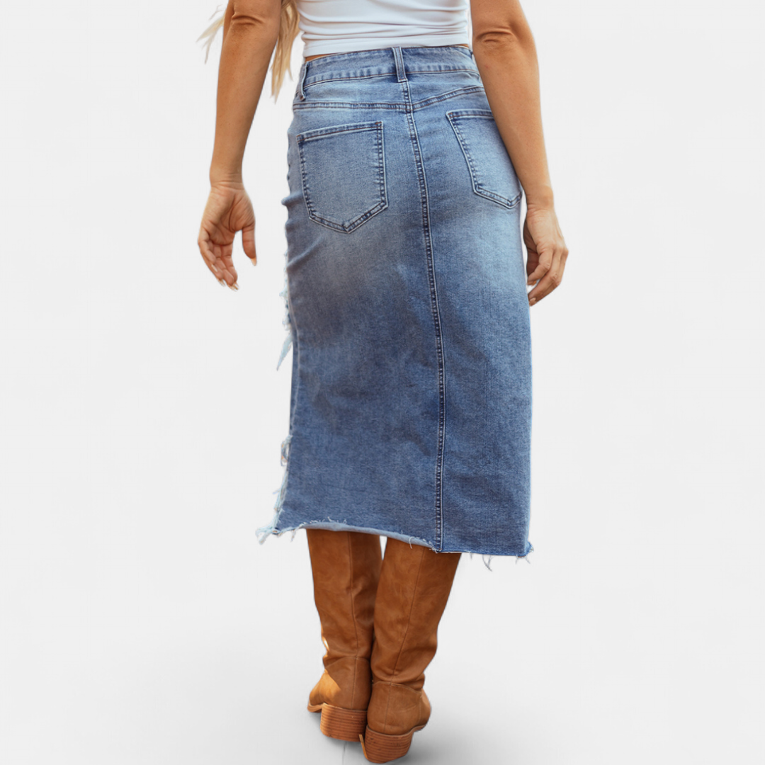 Blake | High-Waist Denim Maxi Skirt