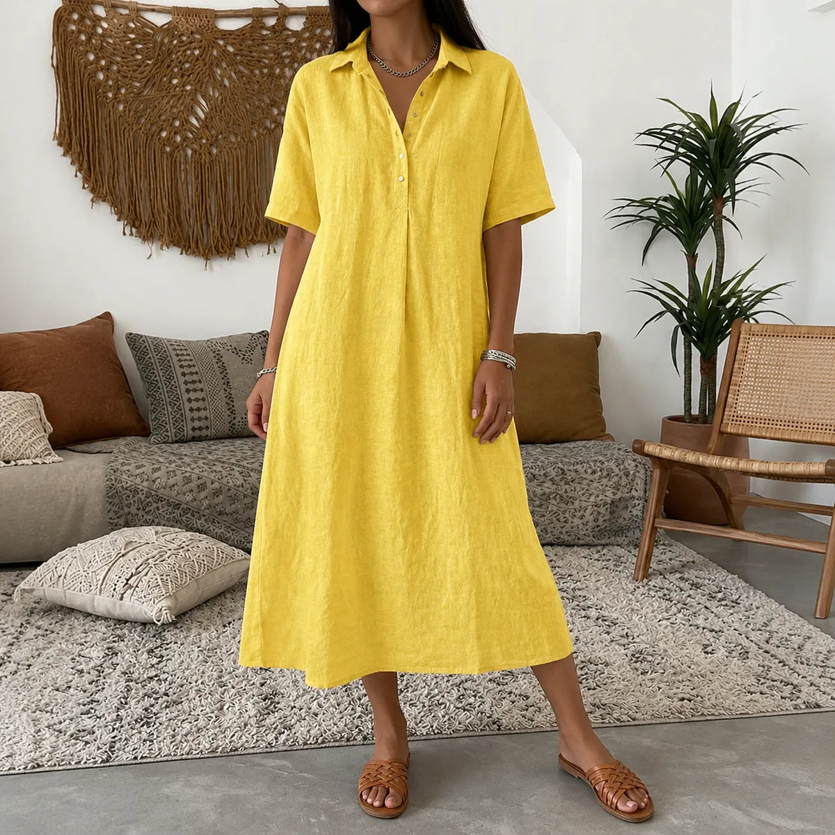 Lunavia | Oversized Linen Midi Dress