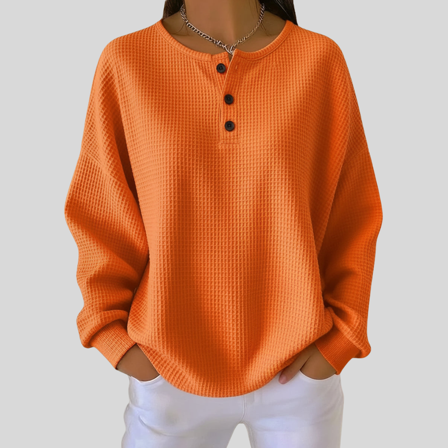 Romy | Waffle-Knit Henley Top