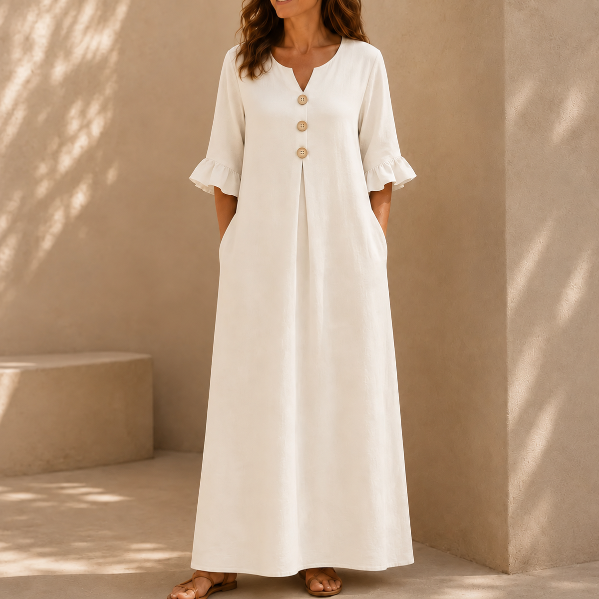 Marellia | Linen-Look Maxi Dress