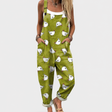 SOFT OLIVE GREEN JUMPSUIT WITH HEN PATTERN