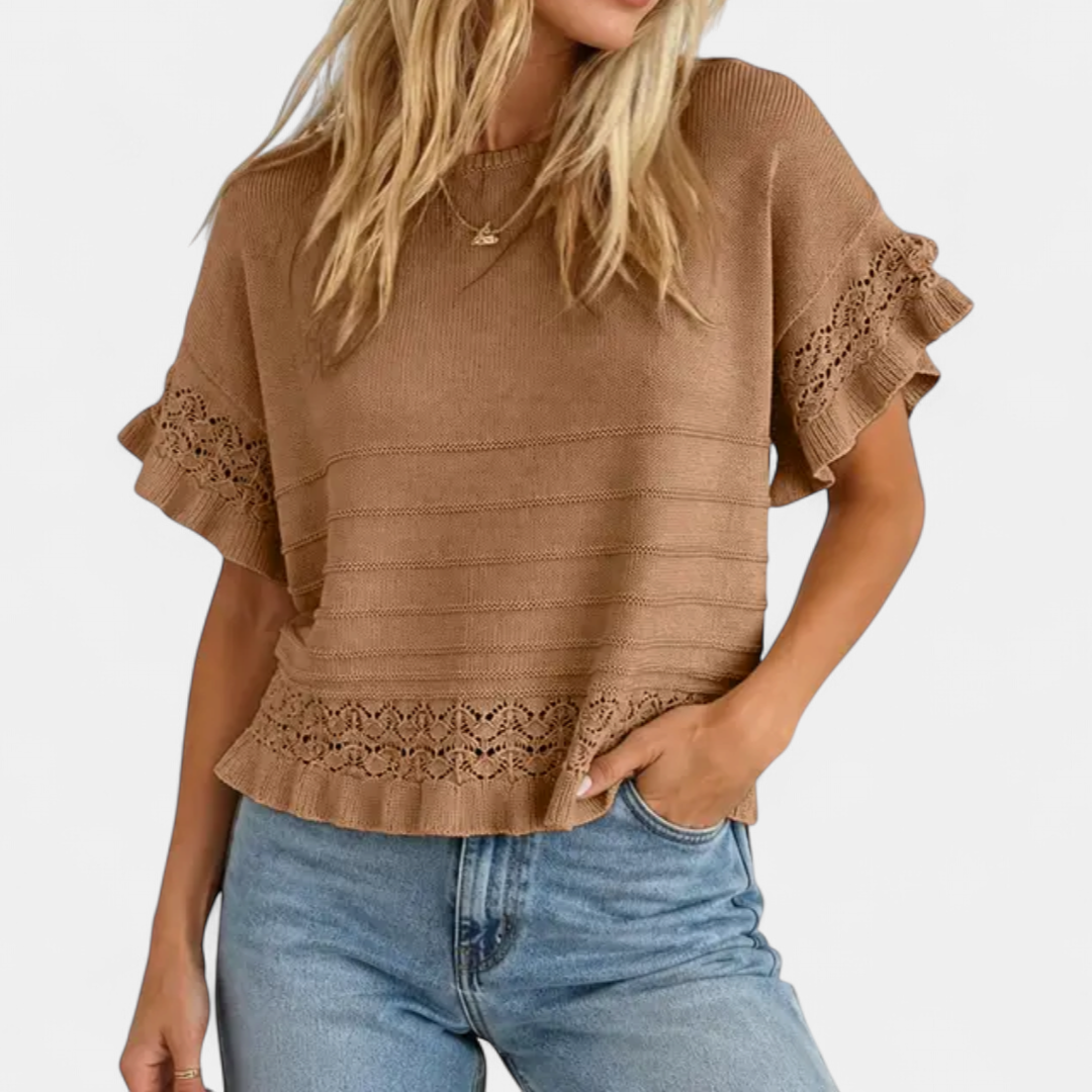 Nella | Ruffled-Hem Knit Top
