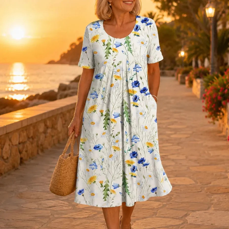 Fiorella | Floral A-Line Midi Dress