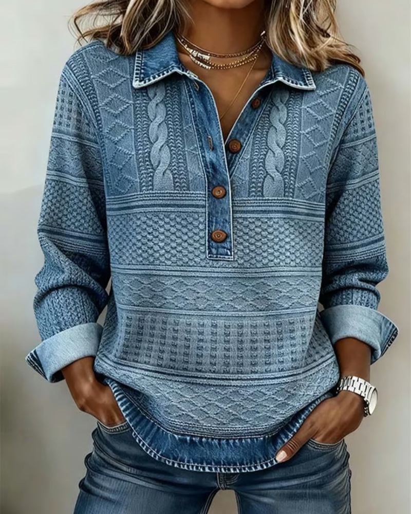 Dolores | Collared Half-Button Sweatshirt
