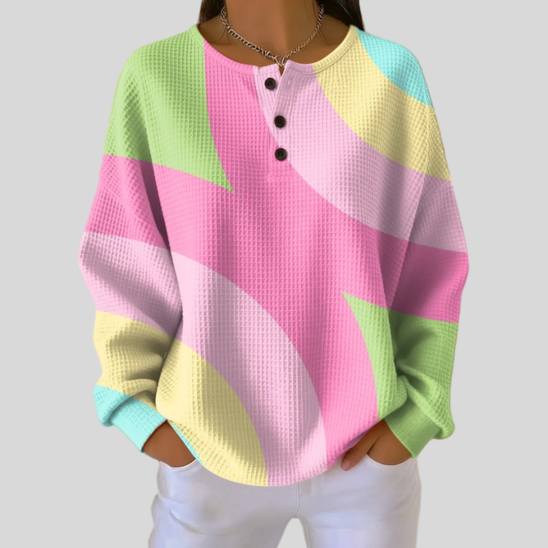 Lorelei | Abstract Pattern Waffle Knit Sweatshirt
