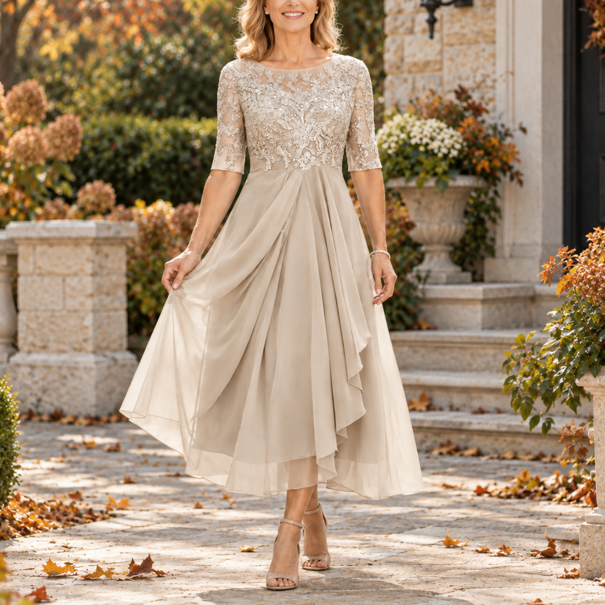Avi | Lace Bodice Midi Dress