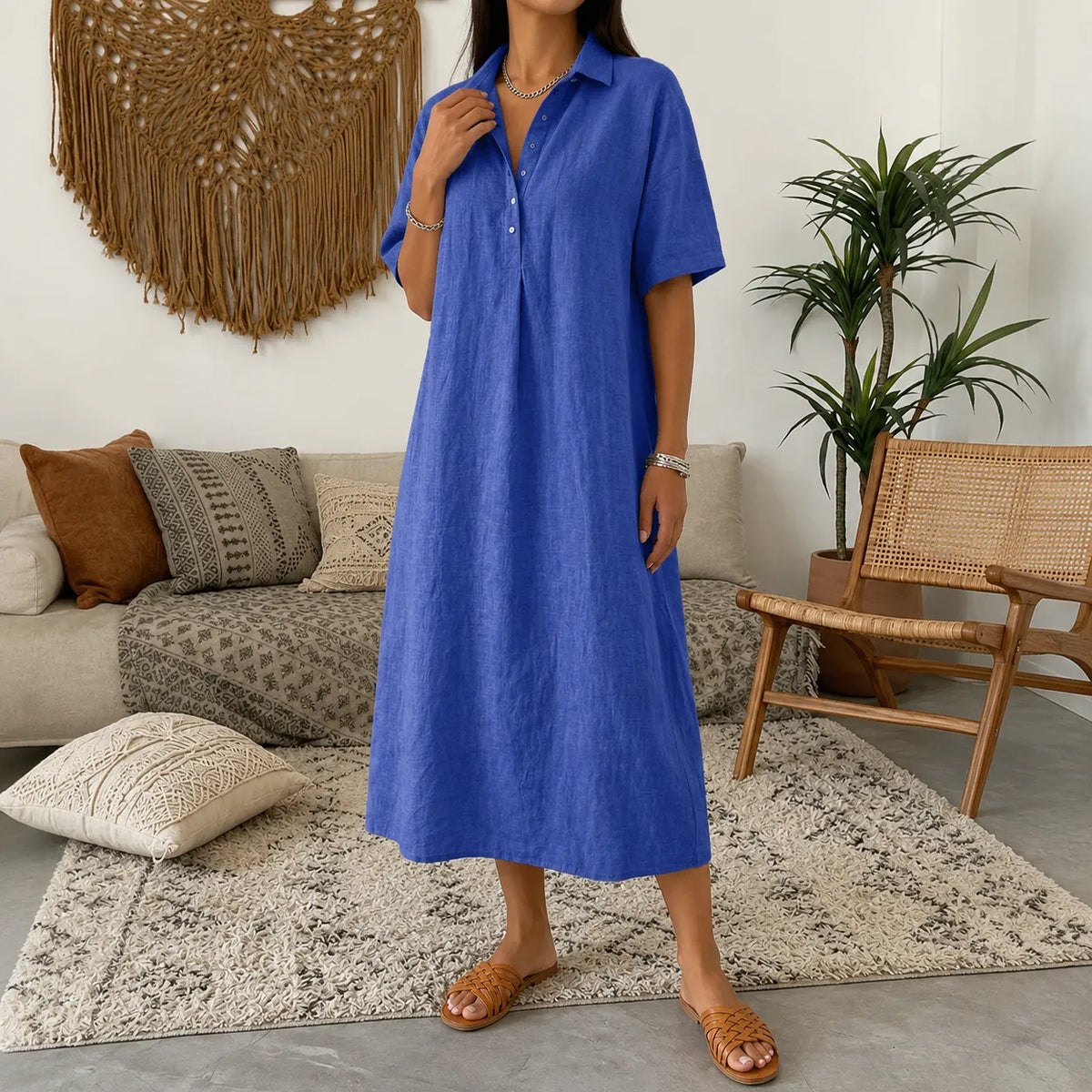 Lunavia | Oversized Linen Midi Dress