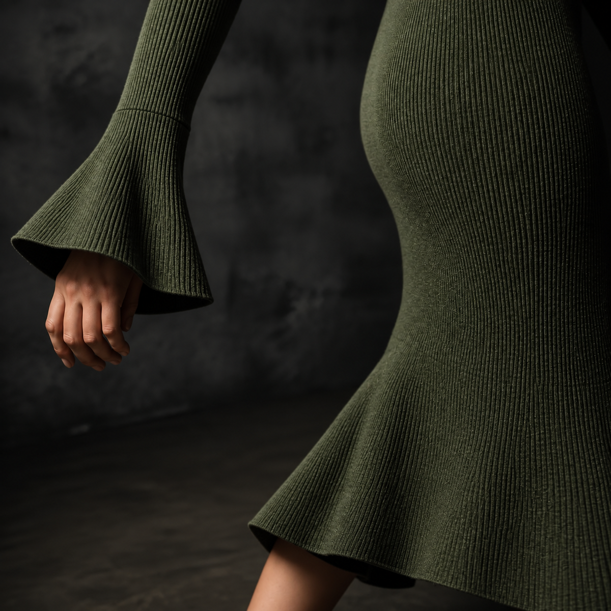 Selara | Half-Zip Fishtail Midi Dress