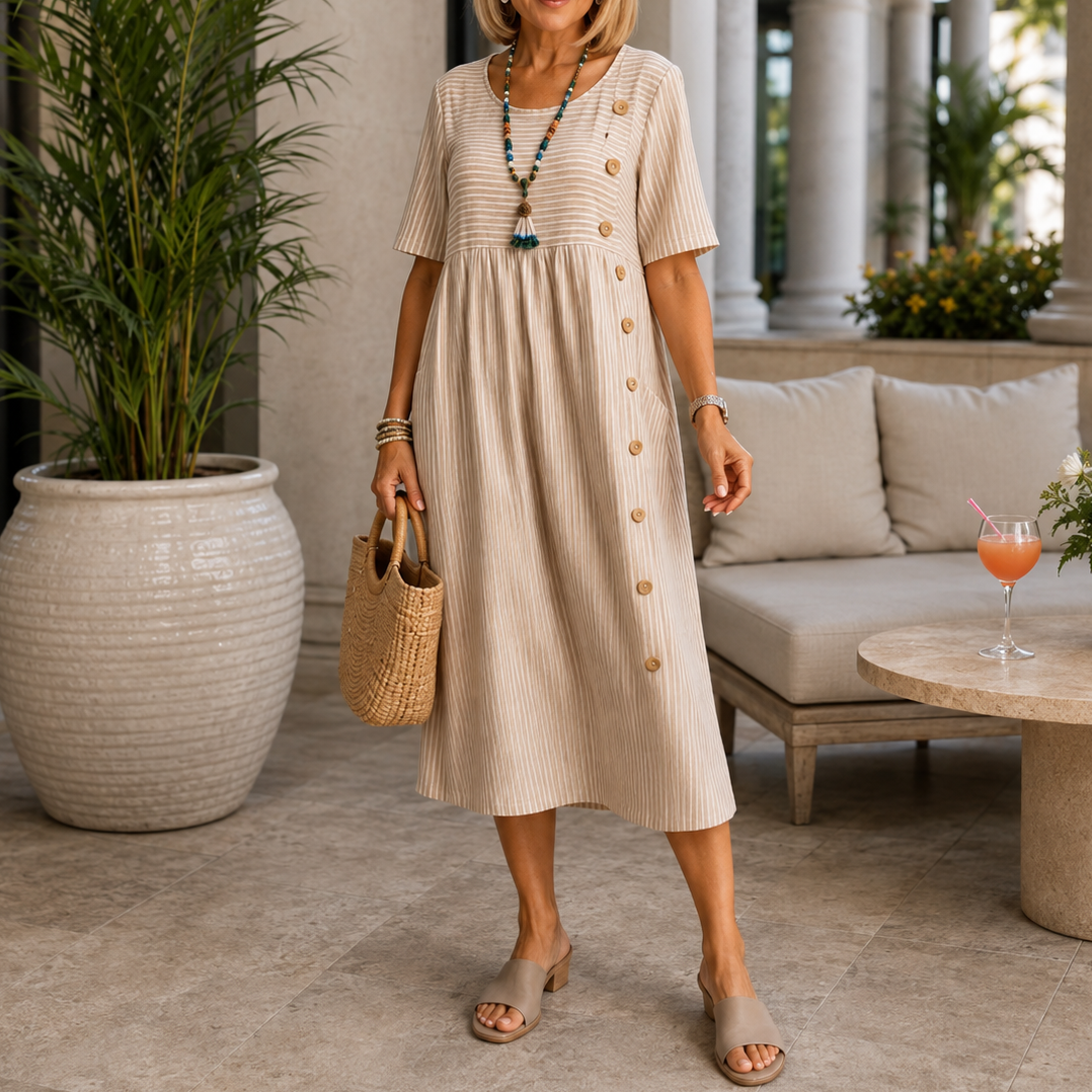 Marina | Striped Pocket Midi Dress