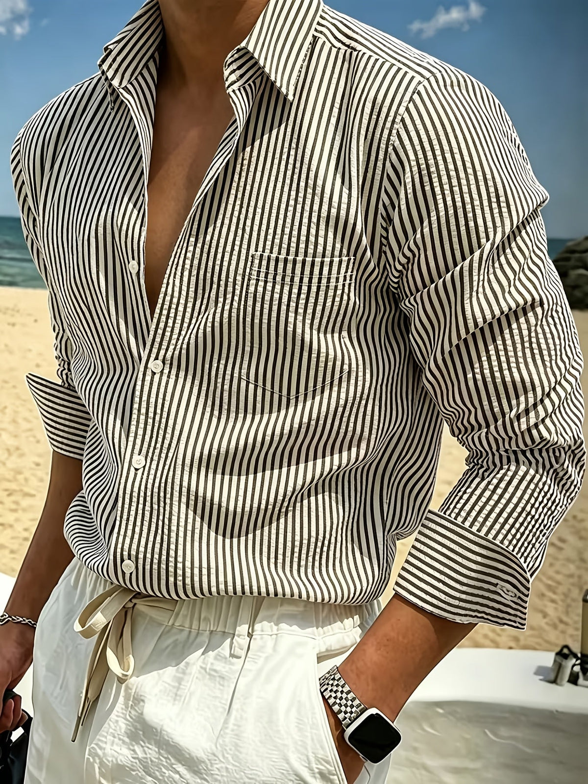 Romy | Striped Gauze Shirt