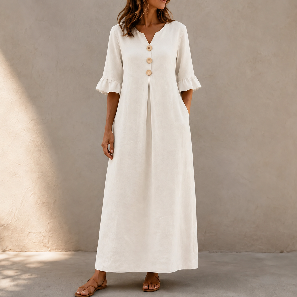 Marellia | Linen-Look Maxi Dress