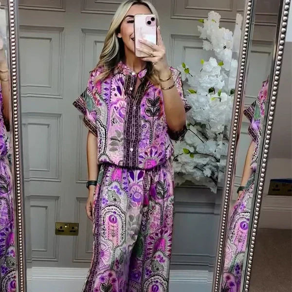 Sasha™ – Women’s Printed Top & Wide-Leg Pants 2-Piece Set