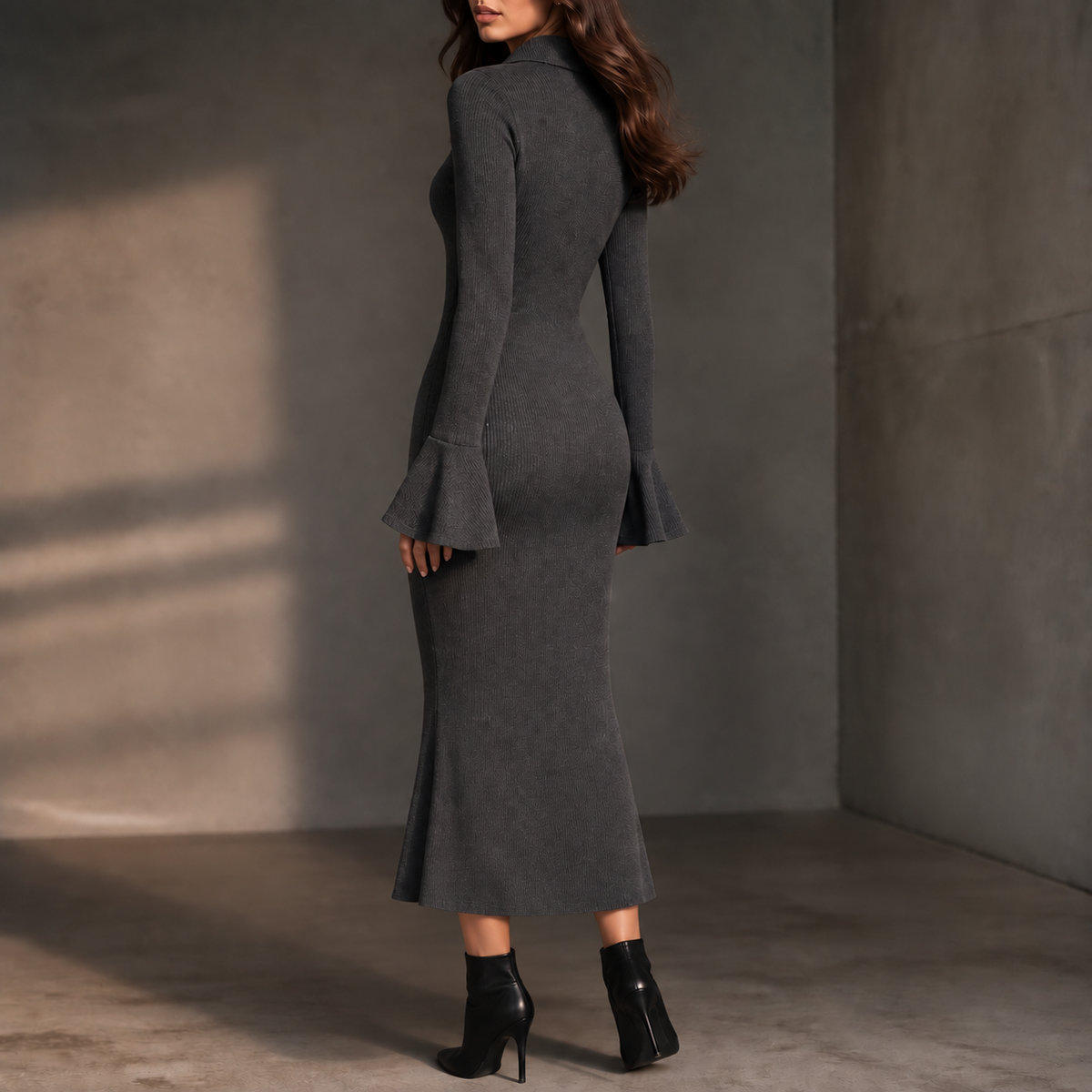 Selara | Half-Zip Fishtail Midi Dress