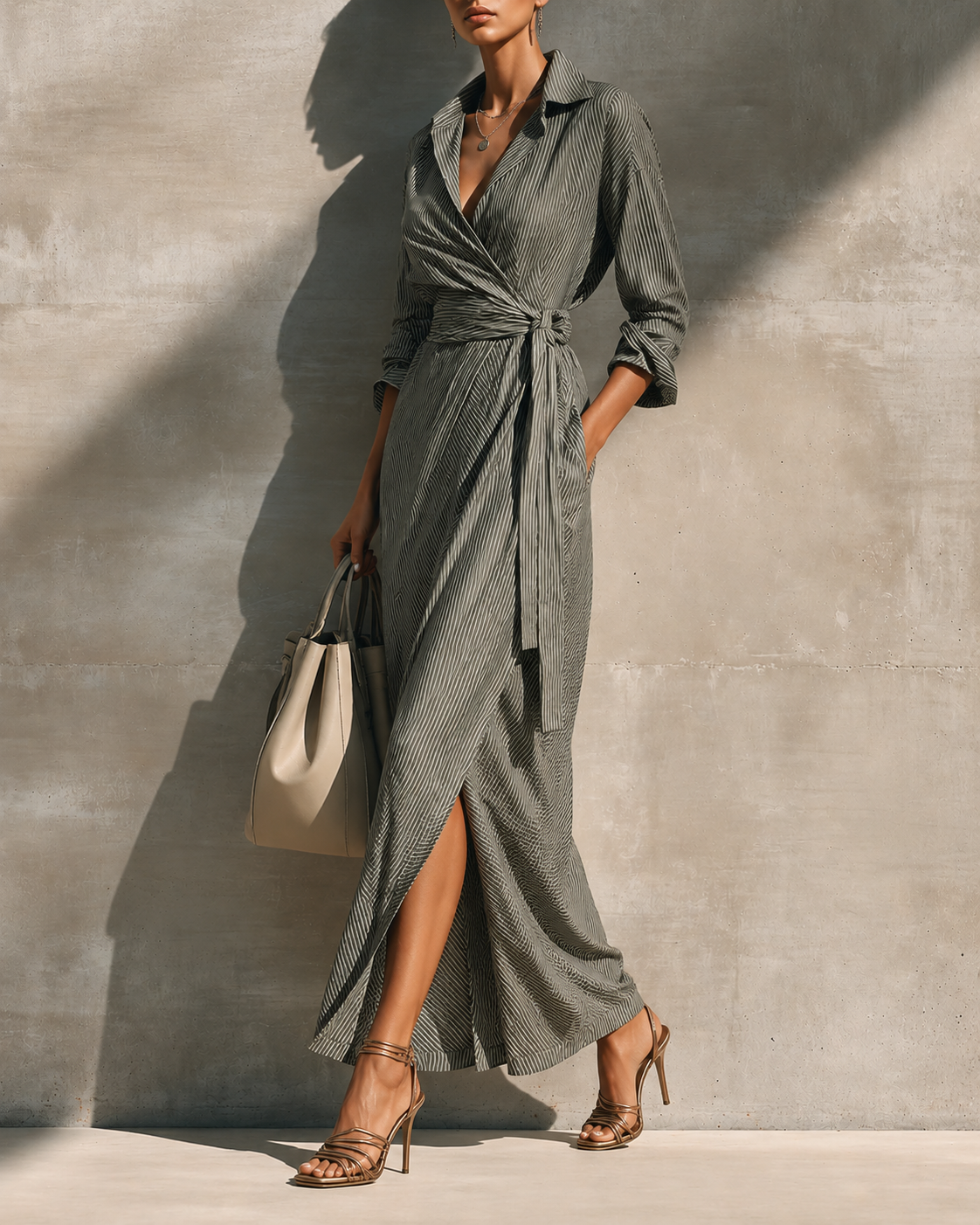 Blessie | Striped Wrap Maxi Dress