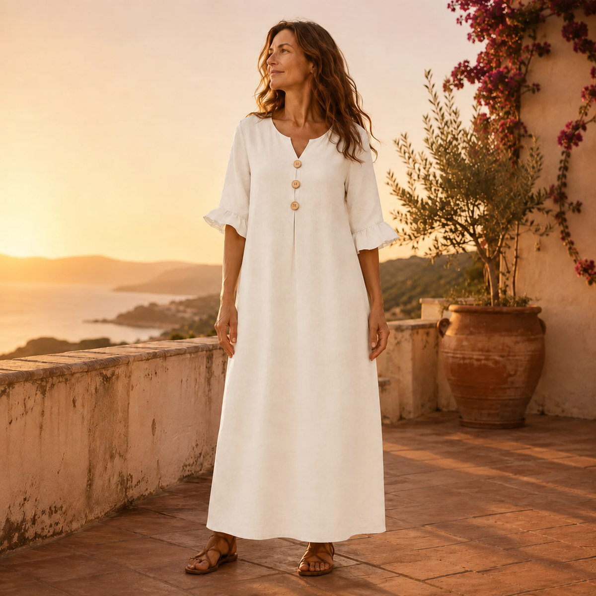 Marellia | Linen-Look Maxi Dress