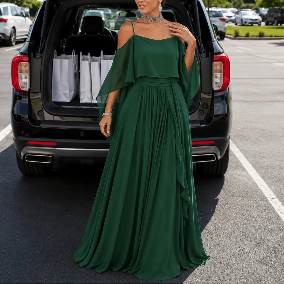 Solavia | Cold-Shoulder Maxi Dress