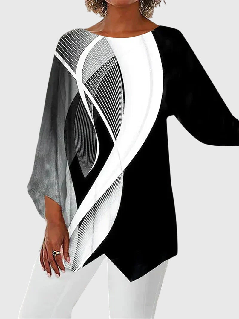 Alaina | Printed Crew-Neck Top