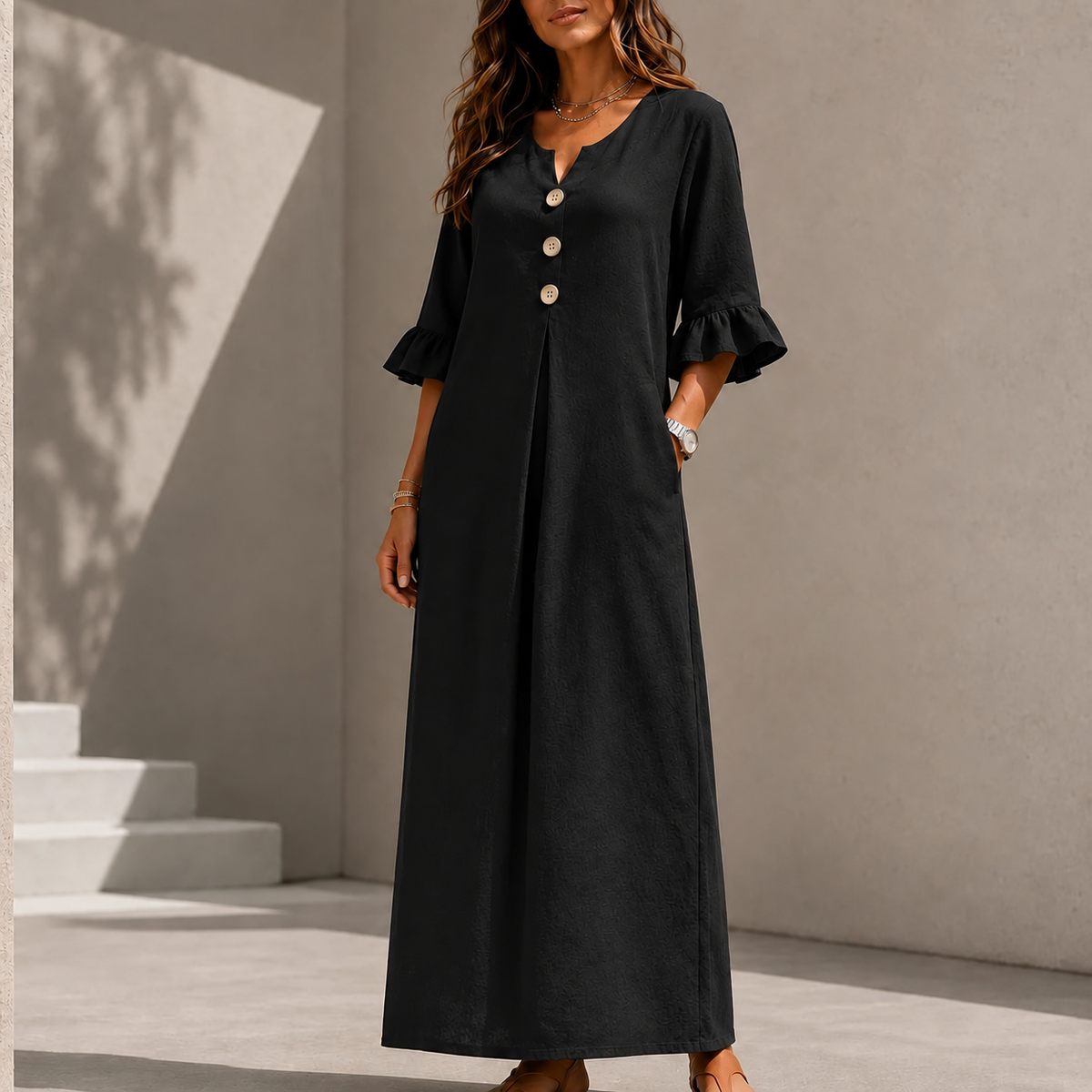 Marellia | Linen-Look Maxi Dress