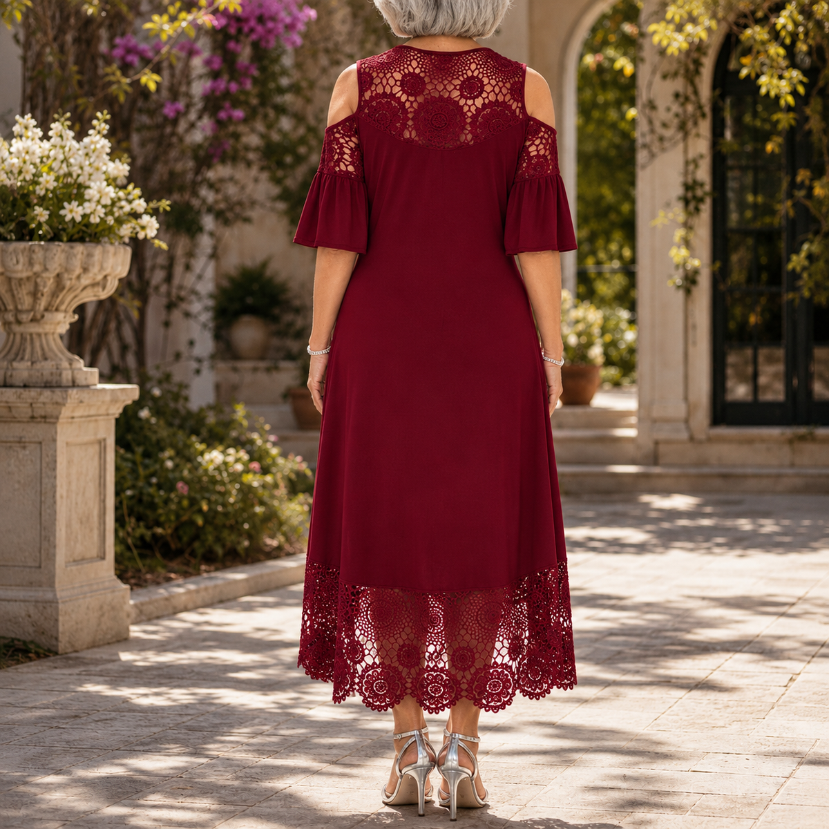 Bella | Off-Shoulder Lace Midi