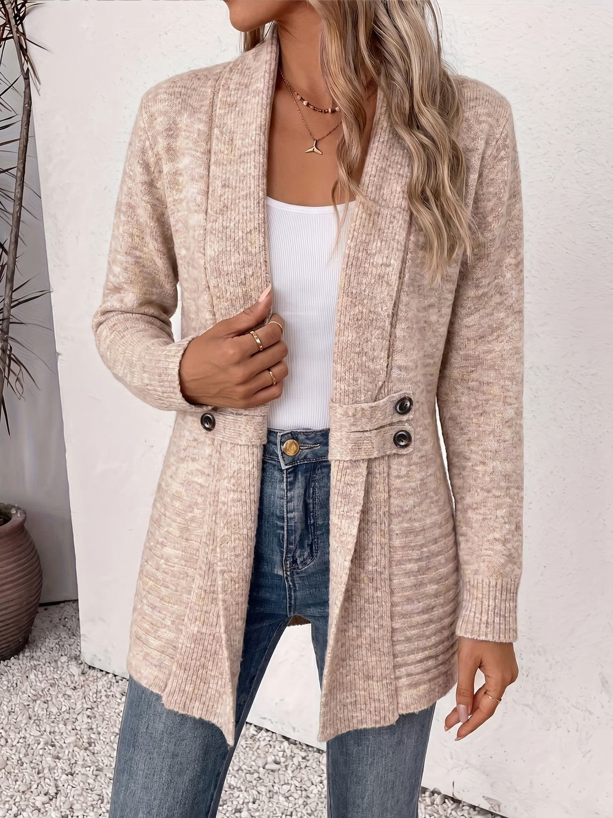 Harlow | Ribbed Button-Tab Cardigan