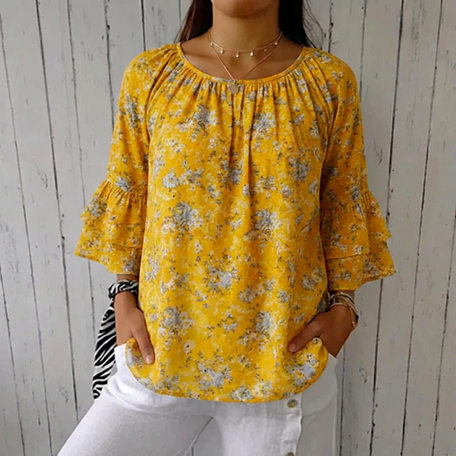 Thea™ - Vintage Blouse With Floral Pattern